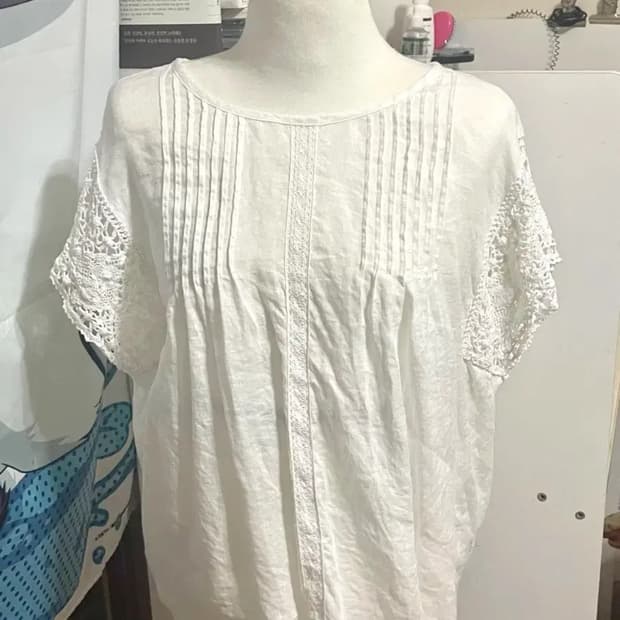 모리걸 여름 반팔 레이스 블라우스 일본 빈티지 