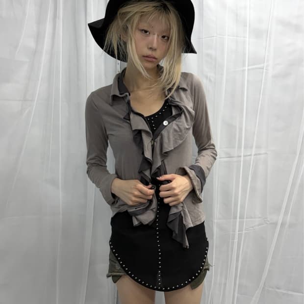 [Alice go home] Shirring Layered Cardiga