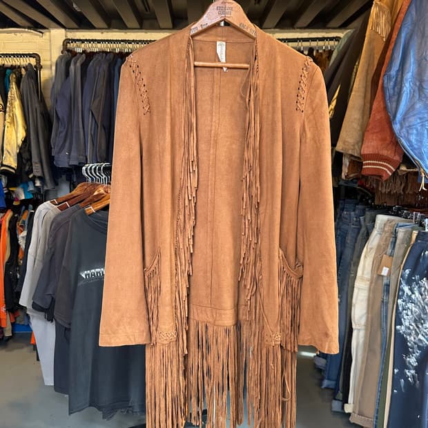 리얼 레더 스웨이드 프린지 웨스턴 자켓 우먼스