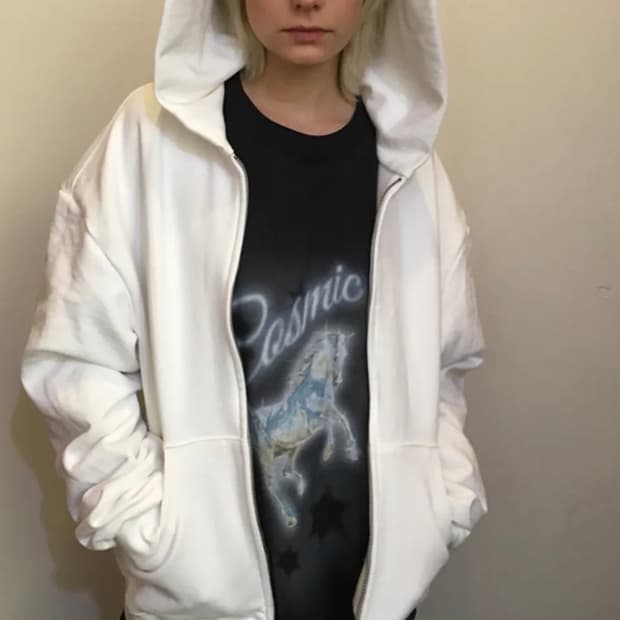 [ERTR X 니들]Leather Applique Hoodie Zip U