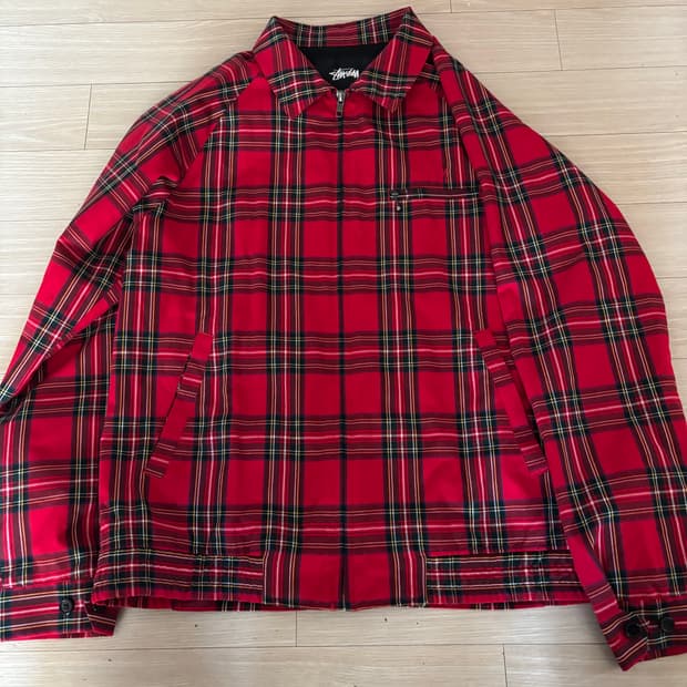 스투시 레드 체크 자켓 M