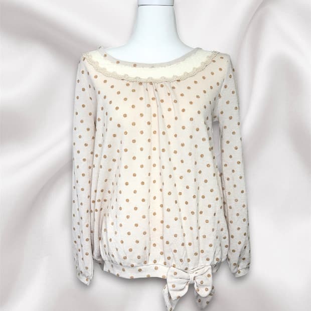 Axes femme 도트 리본 베이지 탑 M