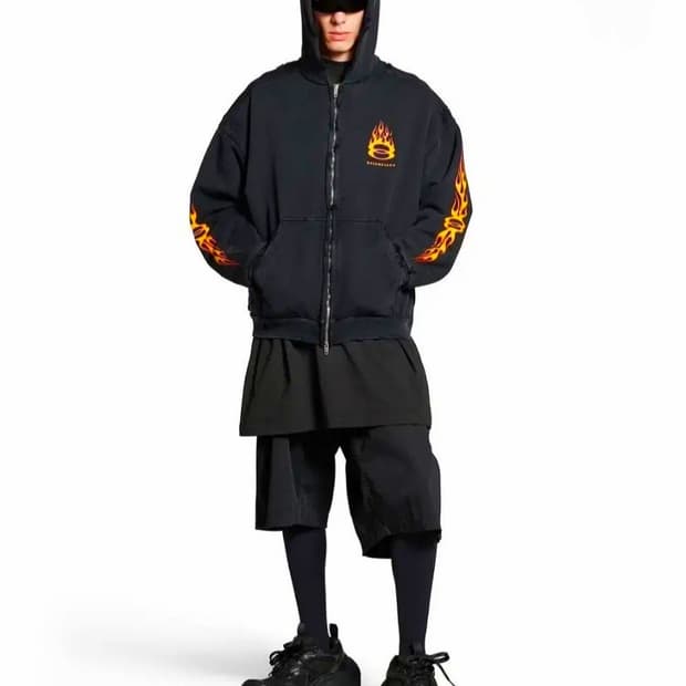 발렌시아가 버닝 유니티 후드 집업 더블 루프 로고 후디 티셔츠