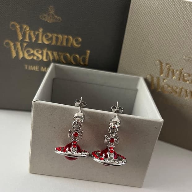Vivienne Westwood red orb earings