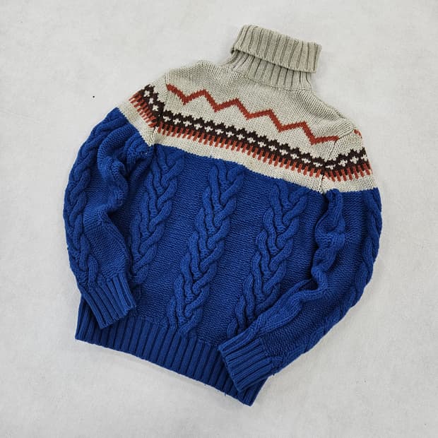 [L] 후아유 노르딕 패턴 꽈배기 터틀넥 니트 스웨터 0116Y1