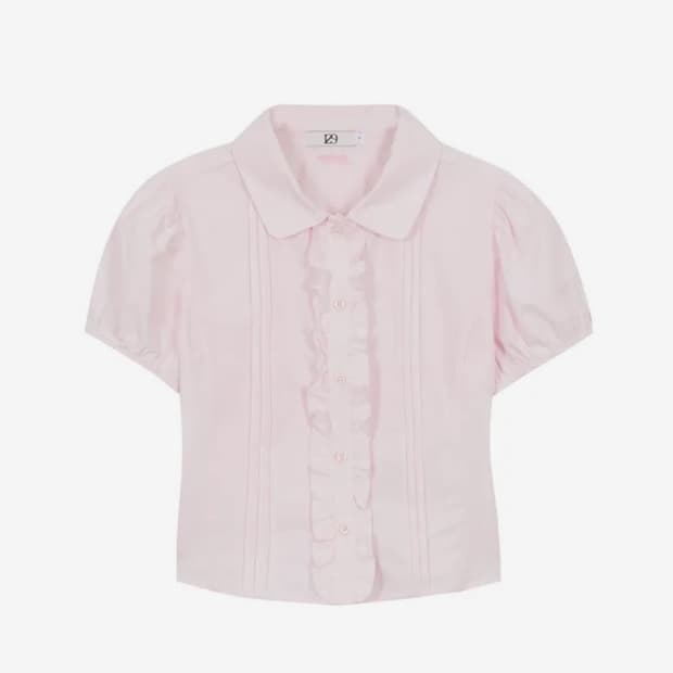 일리고 핀턱 프릴 블라우스 핑크