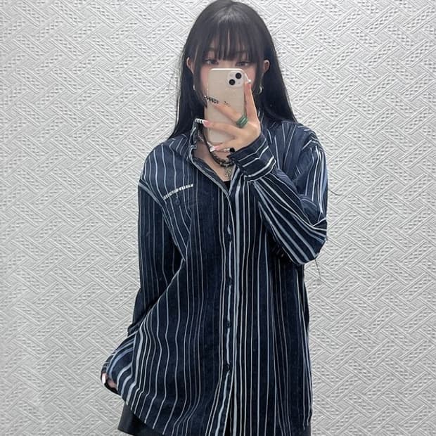 할리 데이비슨 에스닉 펑크 페이즐리 스트라이프 셔츠 L C10213