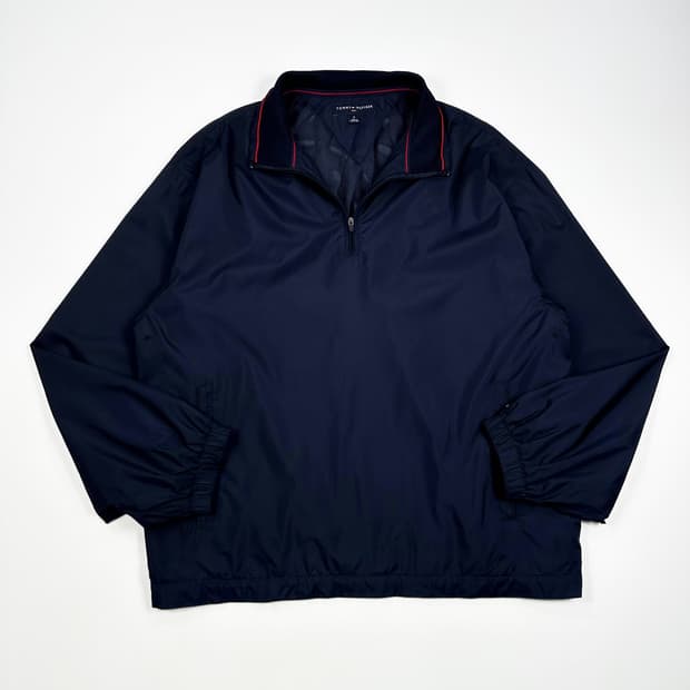 타미힐피거 올드스쿨 반집업 우븐 웜업 네이비 실측L