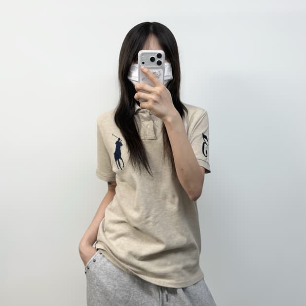 폴로 랄프로렌 빅 포니 자수 카라티 오트밀 베이지