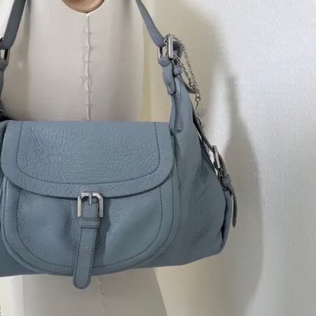 유럽 빈티지 Lessacs Adam 1980 가죽백 (블루그레이)