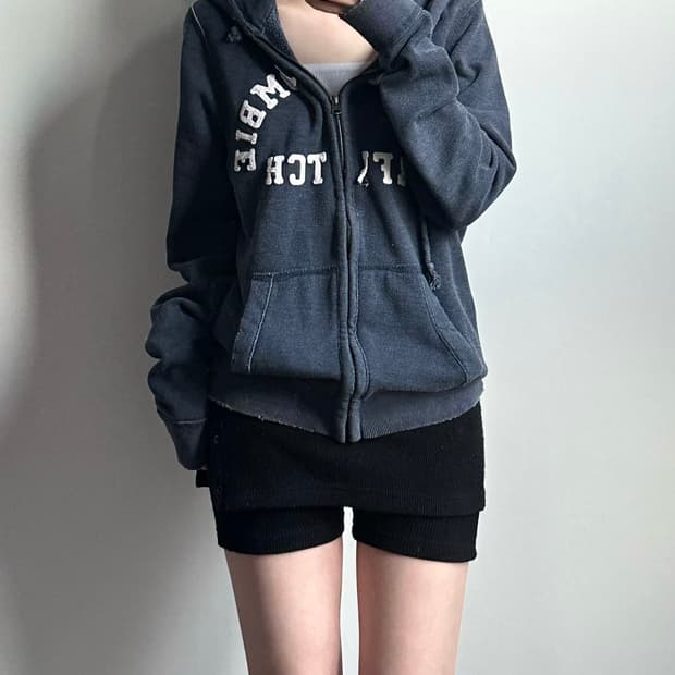 아베크롬비 y2k 와투케 네이비 헤비코튼 후드집업