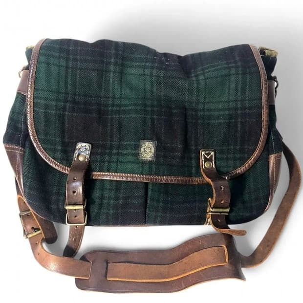 더블알엘 RRL 캔버스 체크 헤리티지 메신저백