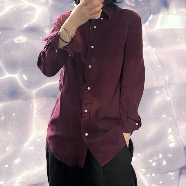 폴로 랄프로렌 솔리드 셔츠 버건디 S  