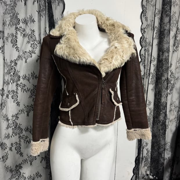 Brown wool shearling jacket