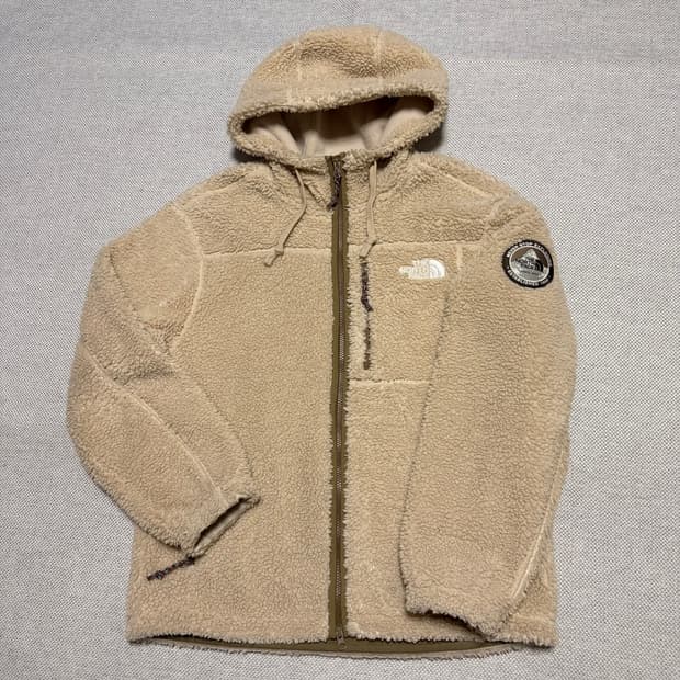 노스페이스 플레이 그린 플리스 후드 라이트 베이지 L