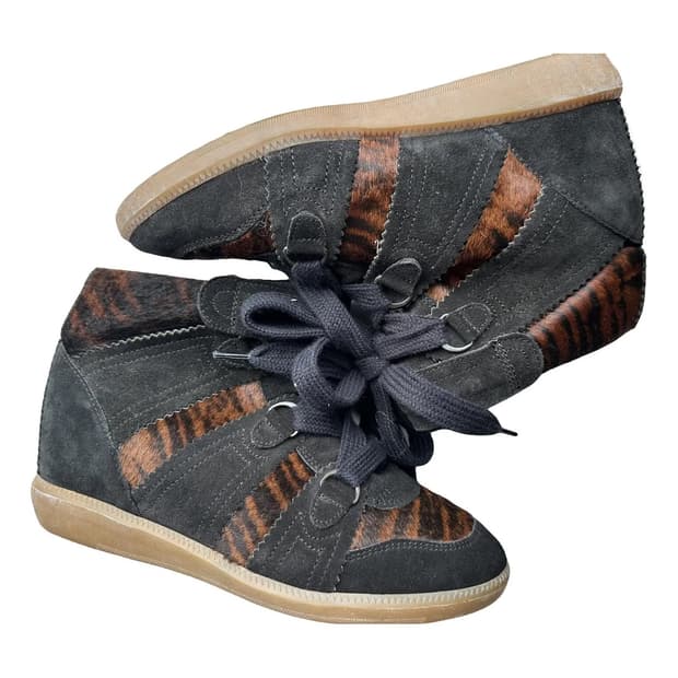 이자벨마랑 isabel marant 블랙 호피 웨지 스니커즈 36