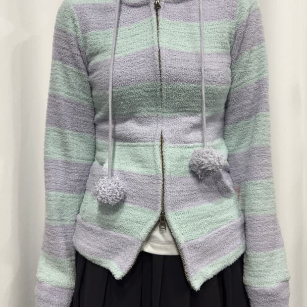 oceanpacific stripe fllece twoway hood 