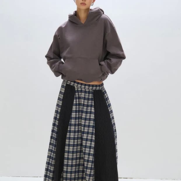 플리즈프로젝크 체크 맥시 스커트