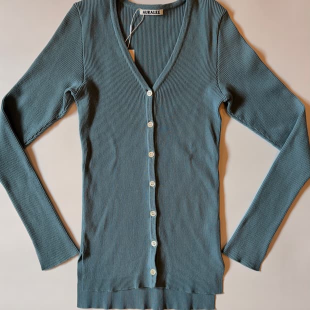 AURALEE Super Fine Wool RibKnit Cardigan