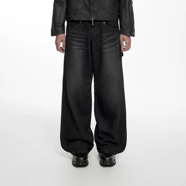 HIGHLIGHT WASHED JEANS (UNISEX) BLACK