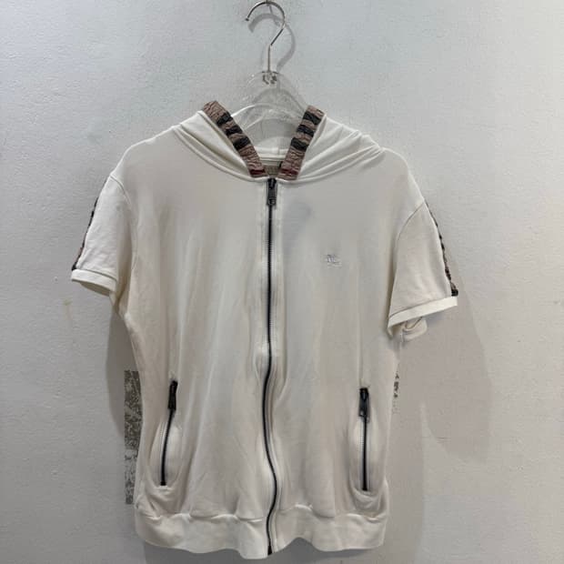 Burberry White Cotton Zipper Hoodie