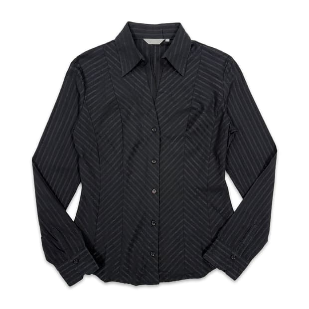 빈티지 블랙 스트라이프 슬림핏 셔츠