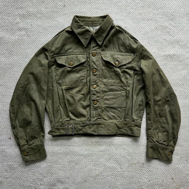 1955 영국군 OG 그린 데님 배틀드레스 자켓