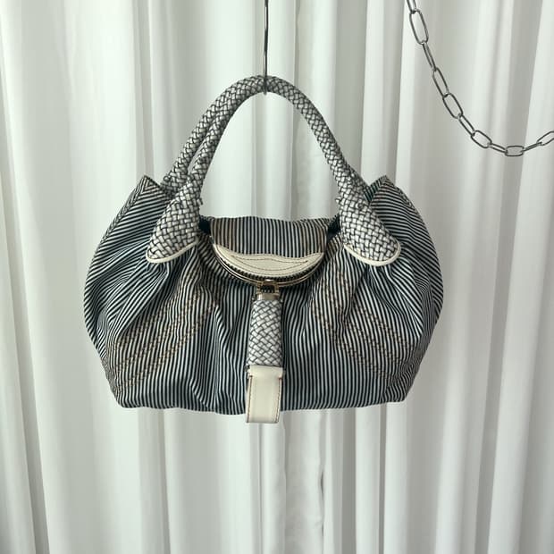 펜디 스파이 데님 스트라이프 숄더백