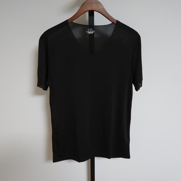 새상품/3XL(100) 남성(남자) 브이넥 반팔티(반팔/티셔츠) 블랙
