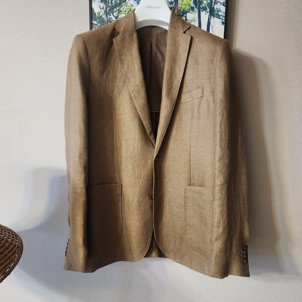 망고 맨 린넨 브라운 자켓 eu50 it54 uk/us40 사이즈