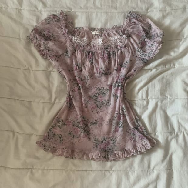 레스트로즈 블라우스 플라워 블라우스 빈티지 블라우스 일본빈티지 하구미