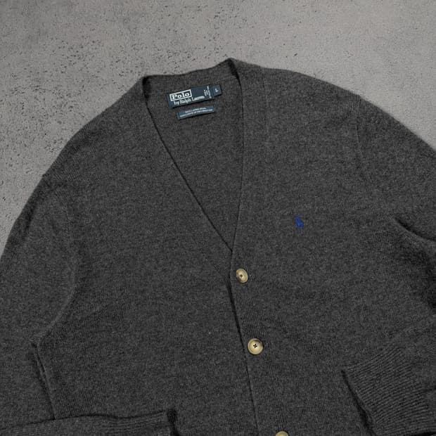 폴로 램스울 그레이 니트 가디건