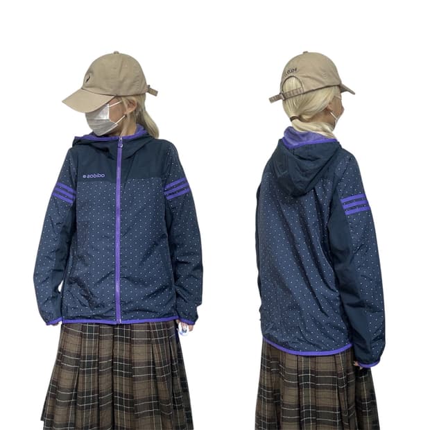 아디다스 도트 땡땡이 바람막이 후드 트랙 자켓 