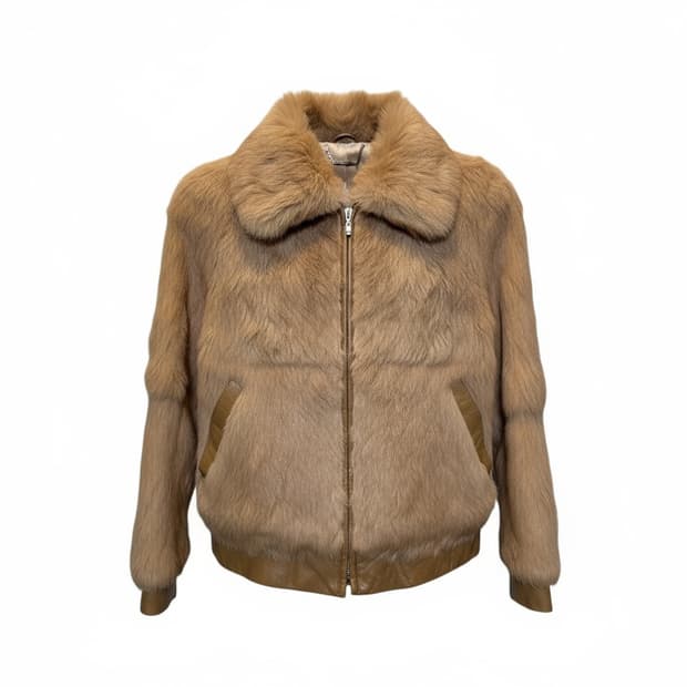 쎄뚜 퍼 봄버자켓 가죽시보리 디테일 브라운