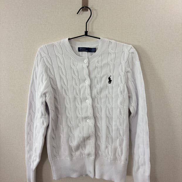 폴로 랄프로렌 (Polo) 화이트 케이블 니트 가디건 S