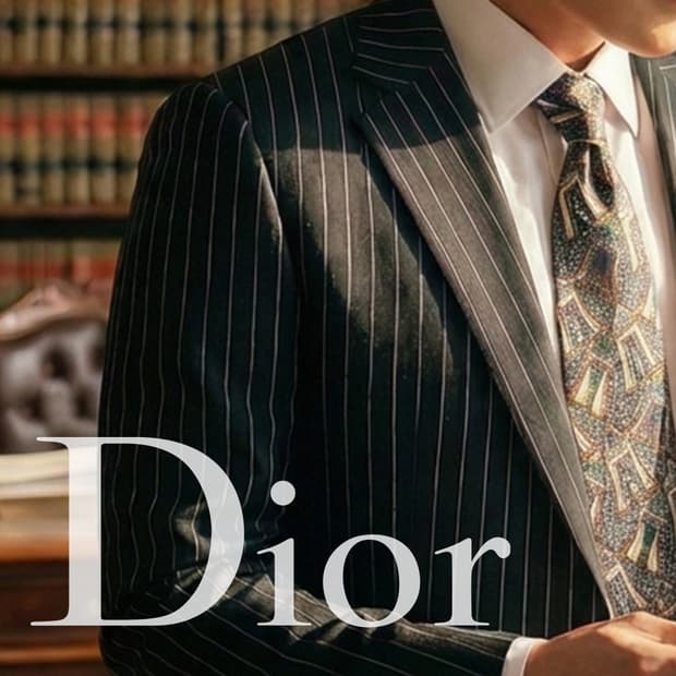 크리스찬 디올 왕실 모티브 패턴 넥타이 9.5cm A등급 K2333
