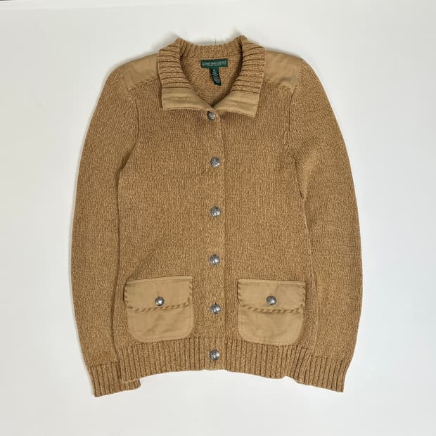 폴로 스티치 브라운 보카시 버튼 가디건 (m)