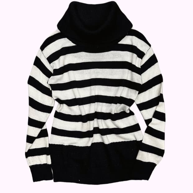 GLACIER stripe turtle-neck knit