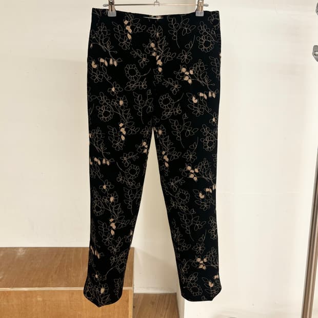 마르니 플로럴 패턴 블랙 코튼 팬츠