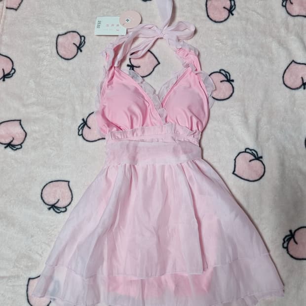 핑크 홀터넥 모노키니 수영복