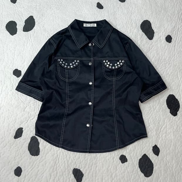 studded cotton Half Shirt