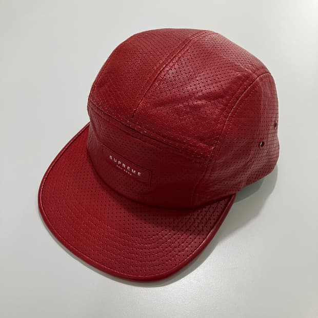 [Supreme] 14ss 슈프림 레더 캠프캡 레드