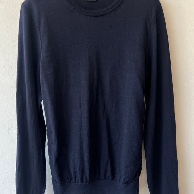 휴고보스 남성 네이비 라나버진울 라운드니트