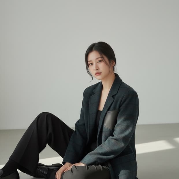 LANVIN 체크 패턴 울 자켓 EL