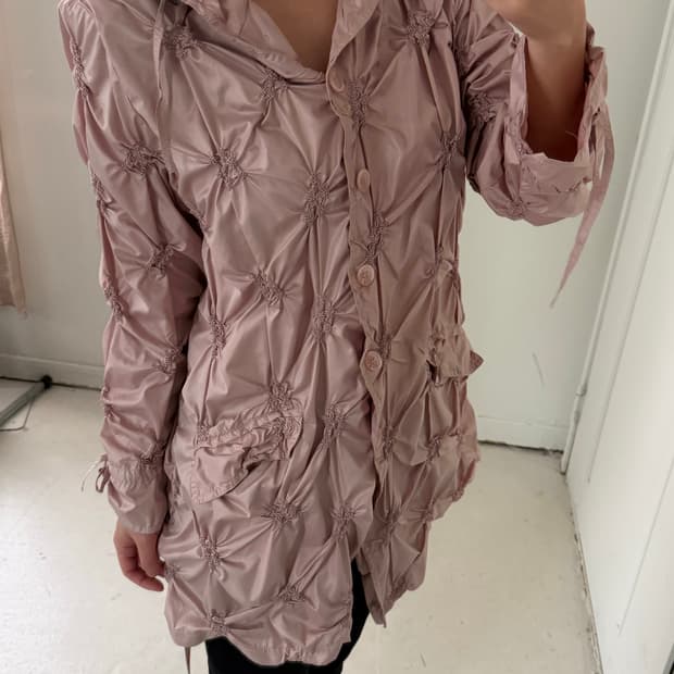 일본빈티지 더스티핑크 셔링 리본 자켓