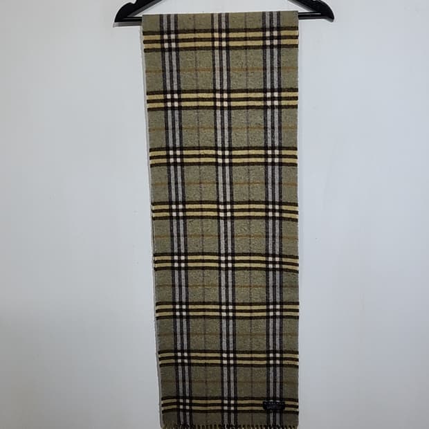 (정품) 버버리 머플러 체크 목도리 카키 램스울 영국판 