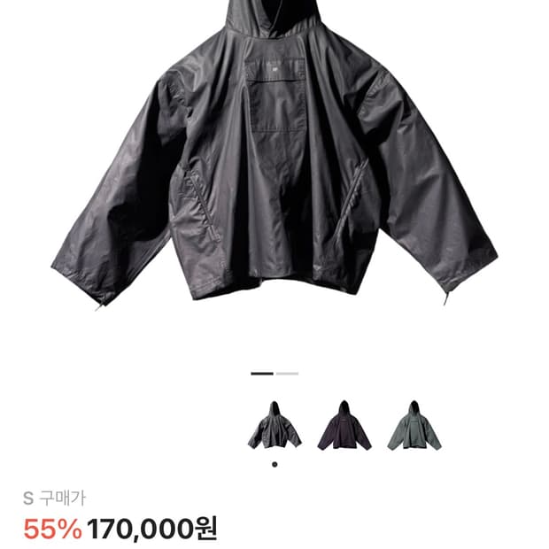 이지 갭 엔지니어드 바이 발렌시아가 코티드 코튼 아노락 블랙