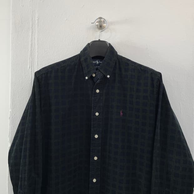 90s 폴로 랄프로렌 블레이어핏 체크 코듀로이 셔츠 