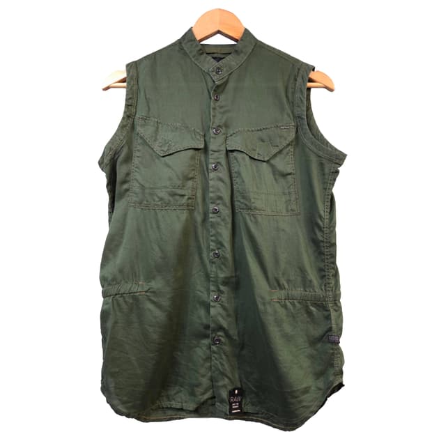 G-Star RAW 카키색 민소매 셔츠(XXS)