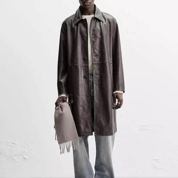 자라 Origins 레더 트렌치 코트 가죽 코트 M